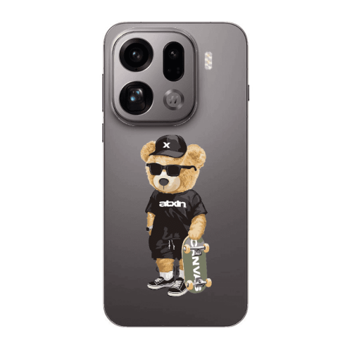 Oppo Find X9 Pro Bear with glasses Transparent Silicone TPU Θήκη